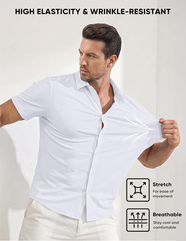 Mens Muscle Fit Dress Shirts Casual Button Down