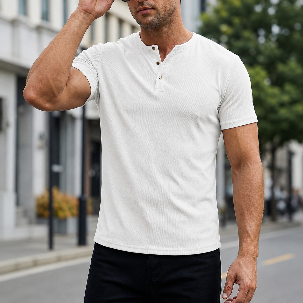 Men's Stylish Muscle Henley Shirt